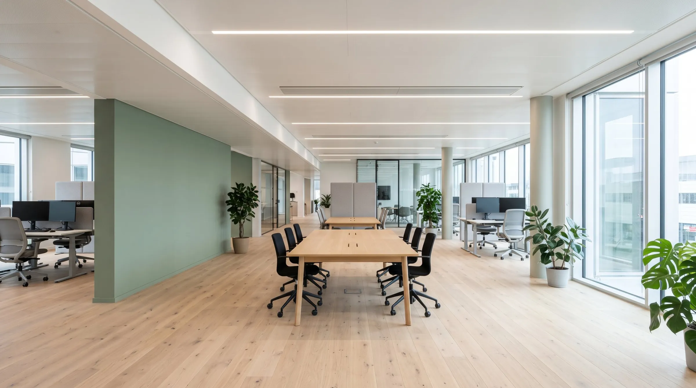 Meeting room created with different types of partitions