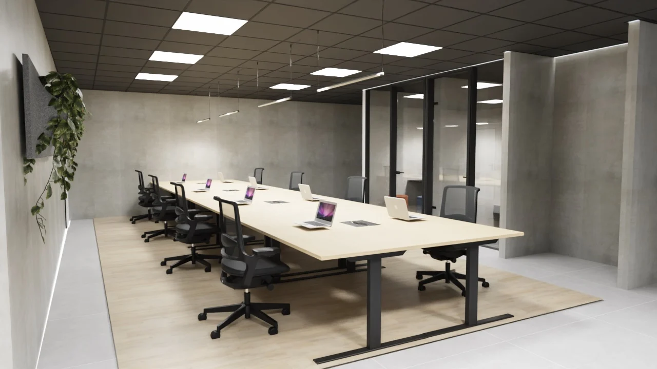 3D view of an open-plan space