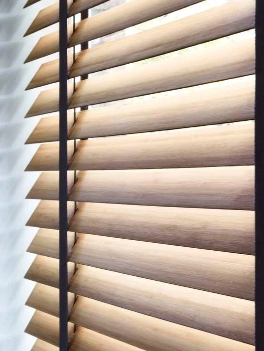 Light wood venetian blinds