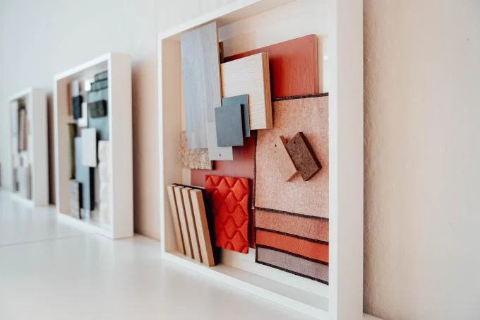 Material and colour boards in the Wooh showroom