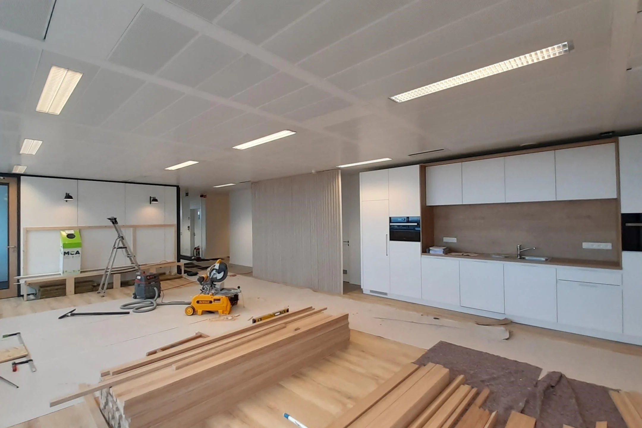 Floor and kitchen plinth under construction