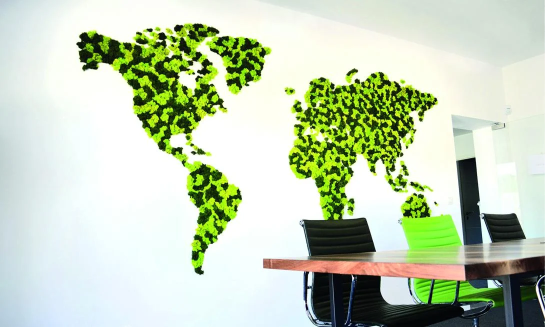 Wereldkaart in planten