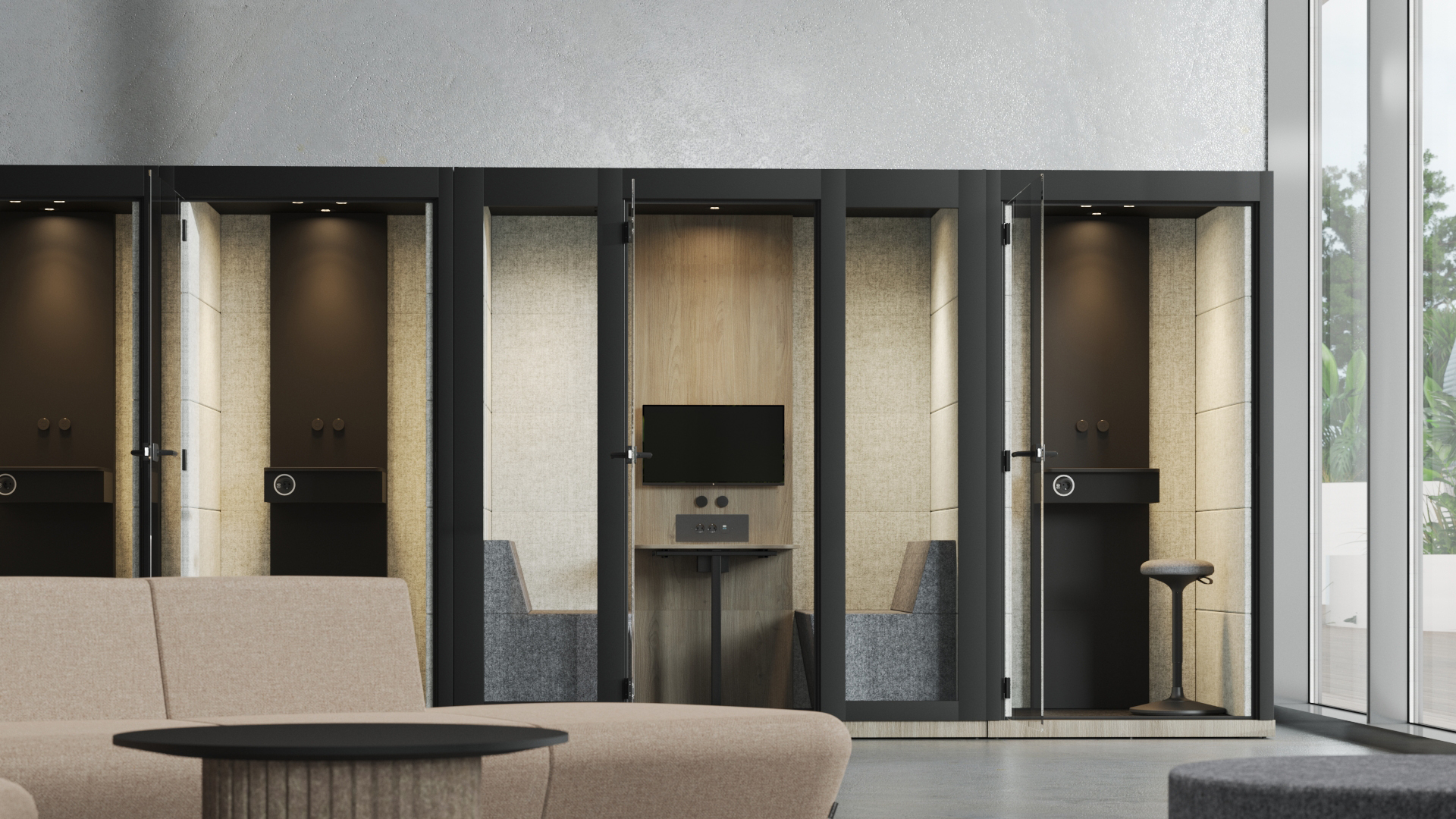 Cabine acoustique 1 personne revêtue tissu | SILENT ROOM S