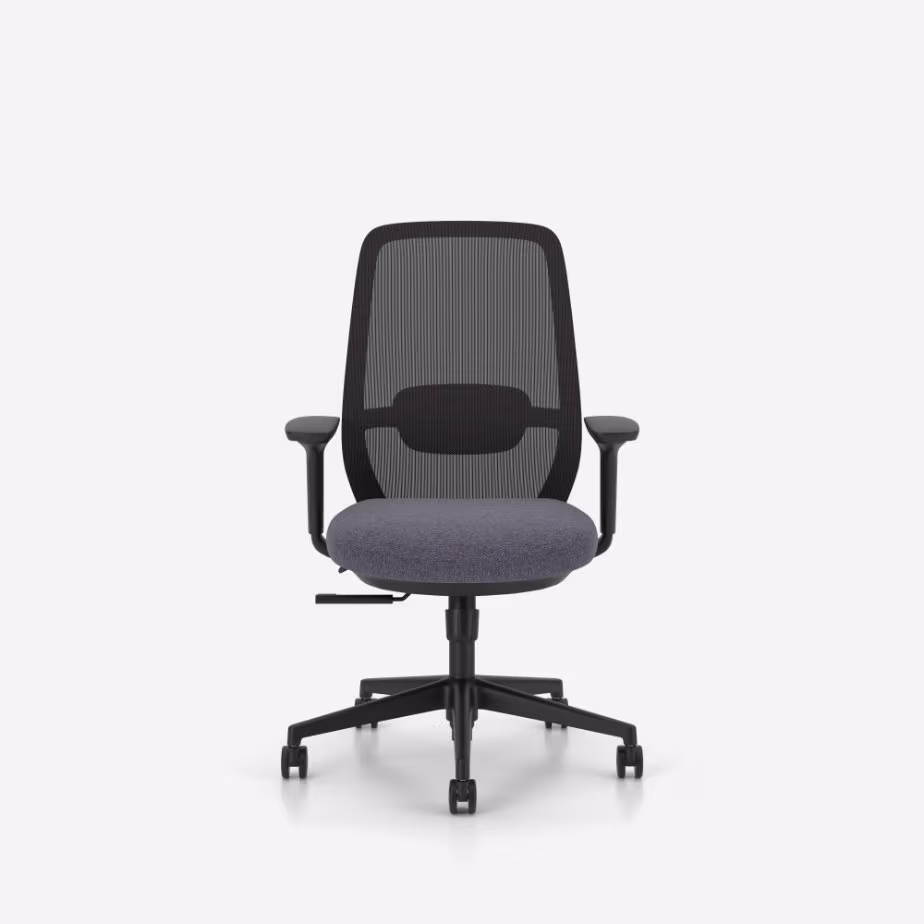 Chaise de bureau ergonomique Elovie Nowy Styl, assise grise, vue de face