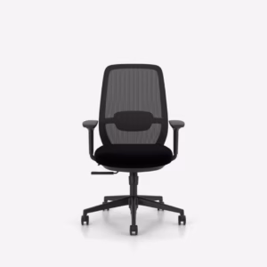 Chaise de bureau ergonomique Elovie Nowy Styl, assise noire, vue de face