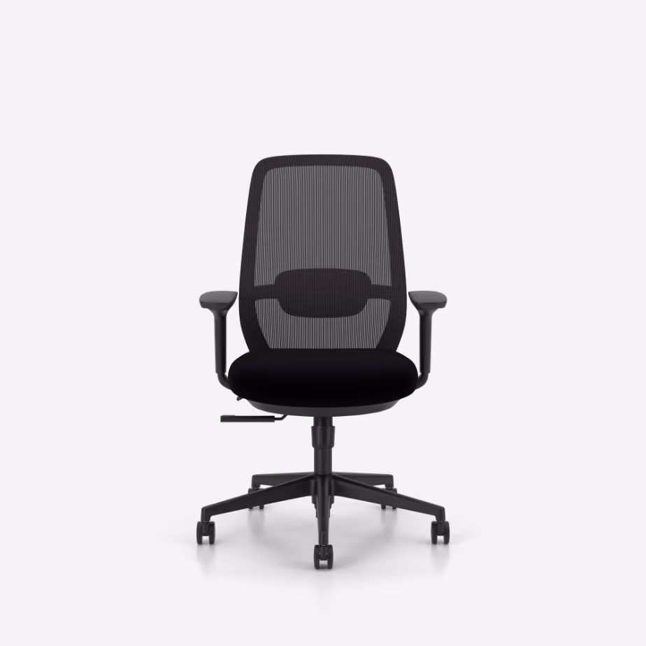 Chaise de bureau ergonomique Elovie Nowy Styl, assise noire, vue de face