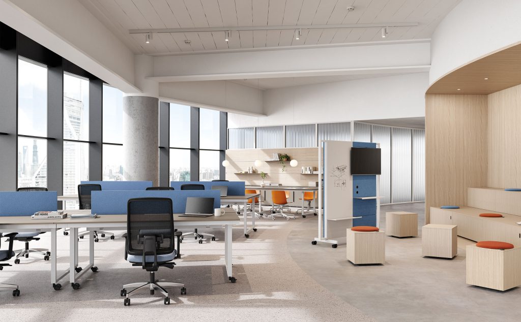 Open space équipé de bureaux bench Frezza Be One